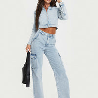 Belgrove Cargo Jeans Snow Wash Denim