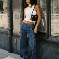 Day Dream Mid Rise Straight Leg Jeans Dark Blue Wash