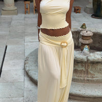 Full Orbit Shirred Maxi Skirt Cream