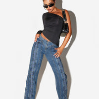 Day Dream Mid Rise Straight Leg Jeans Dark Blue Wash