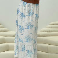 Modern Girl Maxi Skirt White / Blue Floral