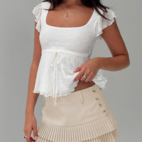 Last Night Ruffle Mini Skirt Beige