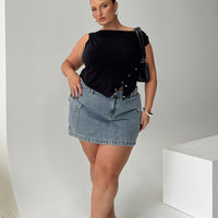 Zakai Cargo Denim Mini Skirt Light Blue Denim Curve