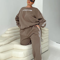 Princess Polly Track Pants Stripe Taupe / White Curve