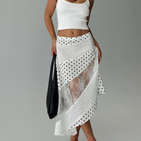 Rennar Maxi Skirt White / Polka Dot