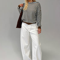 Kaio Mid Rise Barrel Leg Denim Jeans White