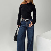 Naylor Mid Rise Wide Leg Jeans Mid Blue Denim Tall