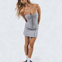 Bladini Pleat Mini Skirt Grey Check