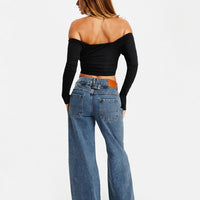 Jankins Low Rise Straight Leg Jeans Mid Wash