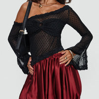 Rubee Bubble Hem Mini Skirt Red