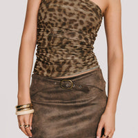 Running Away Faux Suede Mini Skirt Brown