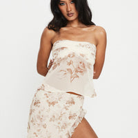Big Dreams Floral Mini Skirt Cream