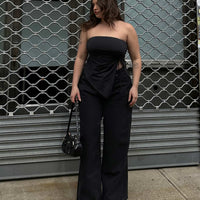 Naylor Wide Leg Jeans Washed Black Denim Petite