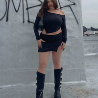 Jalis One Shoulder Set Black