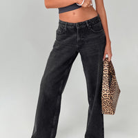 Serenitia Mid Rise Straight Leg Jeans Washed Black Petite