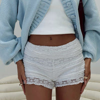 Lunaline Lace Micro Shorts White