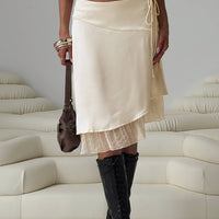 Rosemead Satin Midi Skirt Cream