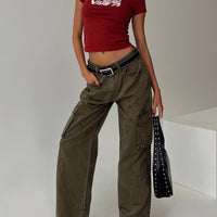 Ahstin Mid Rise Straight Leg Cargo Jeans Green Petite