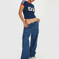 Stop & Stare Cargo Jeans Mid Wash