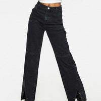 Rihanna Split Hem Jeans Black