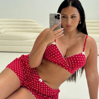 Slow Start Pointelle Sleep Short Red Curve