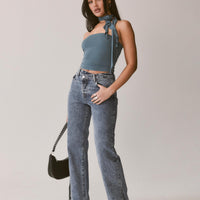Brunell Asymmetrical Waistband Jeans Mid Wash