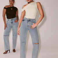 Holland High Rise Straight Leg Jeans Denim