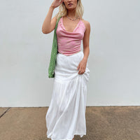 Chels Asymmetric Maxi Skirt White