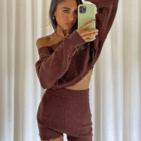 Hazel Knit Shorts Brown