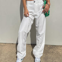 Titius Pants White Pinstripe