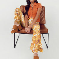 Retro Floral Flare Pants Orange