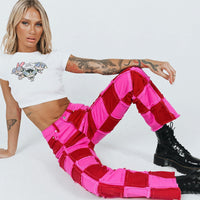The Ragged Priest Muse Denim Jeans Pink & Red