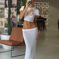 Belle Knit Maxi Skirt White