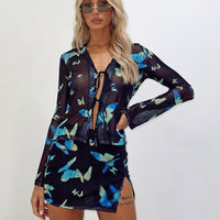 Motel Niles Mini Skirt Butterfly Watercolour Black