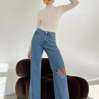 Sevina Wide Leg Denim Jeans Mid Wash