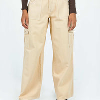 Adrianne Wide Leg Cargo Jeans Stone