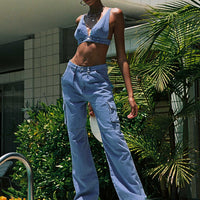 Paige Mid Rise Cargo Jean Denim