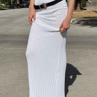 Belle Knit Maxi Skirt White
