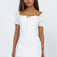White Rose Mini Dress White