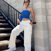 Fallout Mid Rise Cargo Pants White