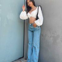 Ollie Straight Leg Jean Mid Wash Denim