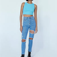 Lilla Distressed Straight Leg Denim Jeans