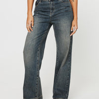Betley High Rise Wide Leg Jeans Vintage Wash Denim