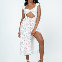 Mabel Midi Skirt White Floral