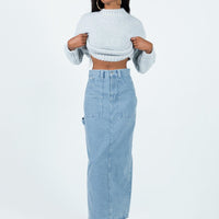 The Ragged Priest Carpenter Maxi Skirt Mid Blue