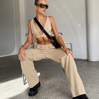 Paige Mid Rise Cargo Jean Denim Beige