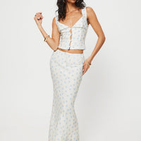 Cheshire Floral Maxi Skirt White / Blue