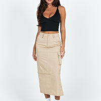 Taytum Cargo Midi Skirt Beige