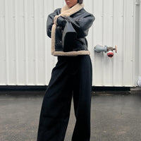 Naylor Mid Rise Wide Leg Jeans Washed Black Denim