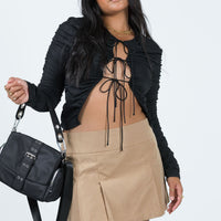 Tammi Pleat Mini Skirt Beige